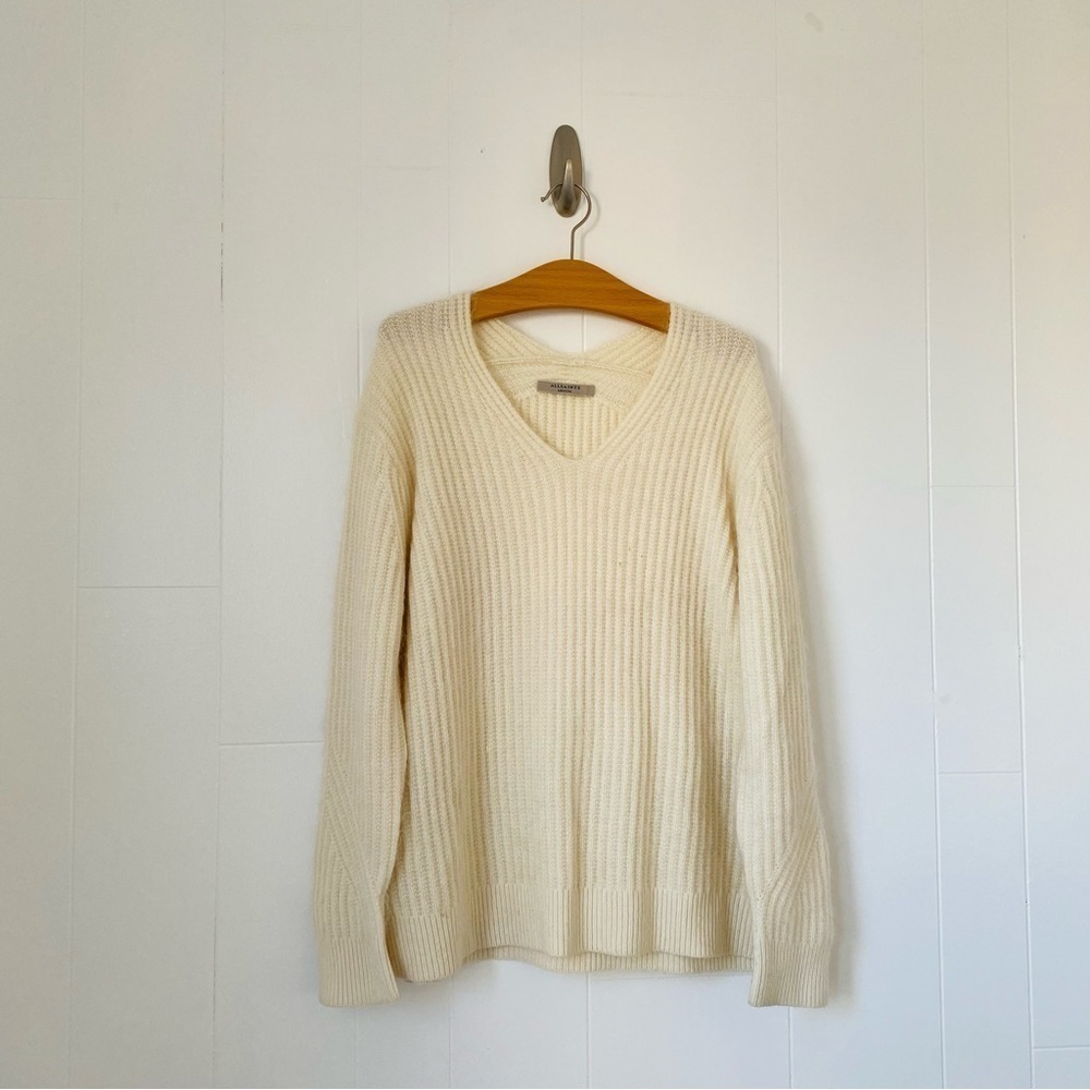 All Saints Ade Oversized V-Neck Jumper Size Medium - Picture 6 of 6
